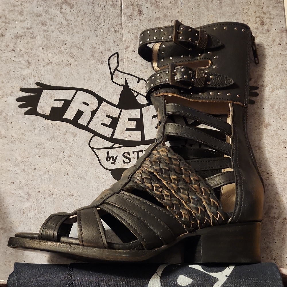 Freebird by Steven Black Combat Boots with Straps